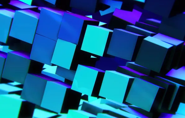 Картинка Abstract, Minecraft, Abstract background, 3D cubes, Teal abstract, Blue abstract, Shuniji Minecraft