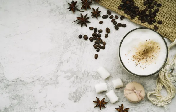 Кофе, печенье, десерт, cup, coffee, macaroon, анис, anise