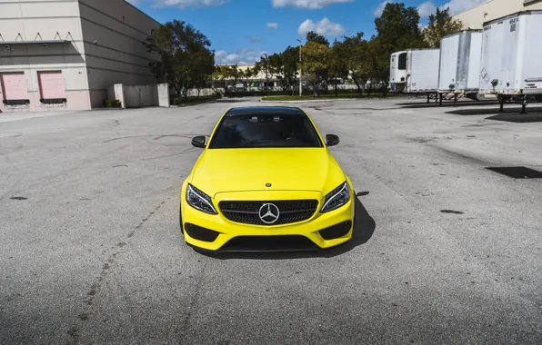 Mercedes, Front, AMG, Yellow, C63, Face, Poisonous