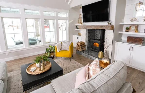 Комната, интерьер, камин, гостиная, living room interior, Modern farmhouse
