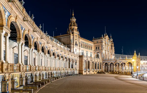 Ночь, город, Мадрид, Plaza de España