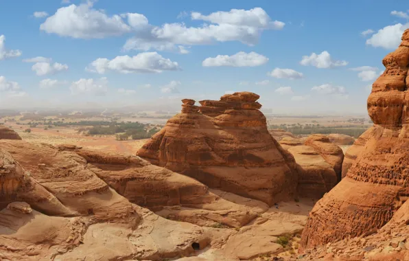 Песок, небо, облака, скалы, пустыня, пещера, sky, desert