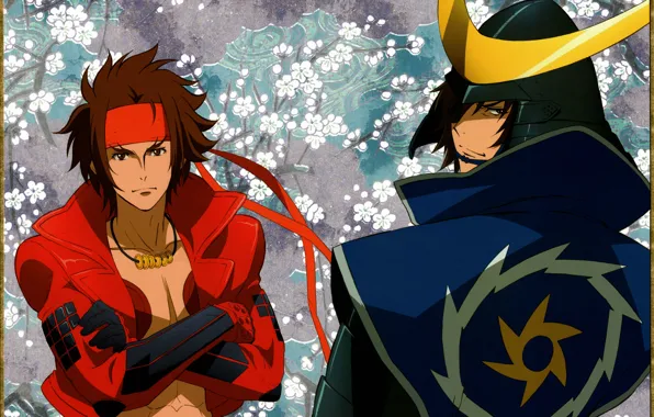Взгляд, цветы, узор, шлем, эмблема, самураи, Sengoku Basara, Masamune Date