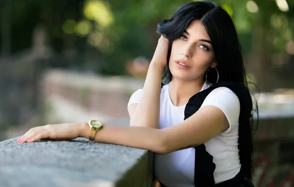Взгляд, девушка, лицо, брюнетка, Martina