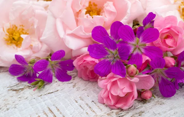 Картинка цветы, розовые, бутоны, wood, pink, flowers, bud