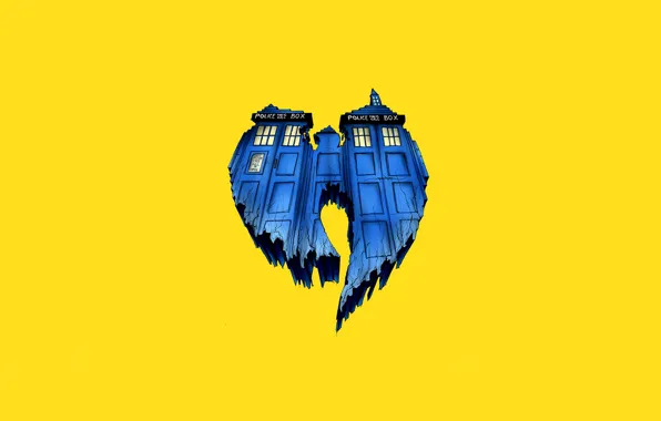 Картинка Doctor Who, желтый фон, Доктор Кто, ТАРДИС, TARDIS