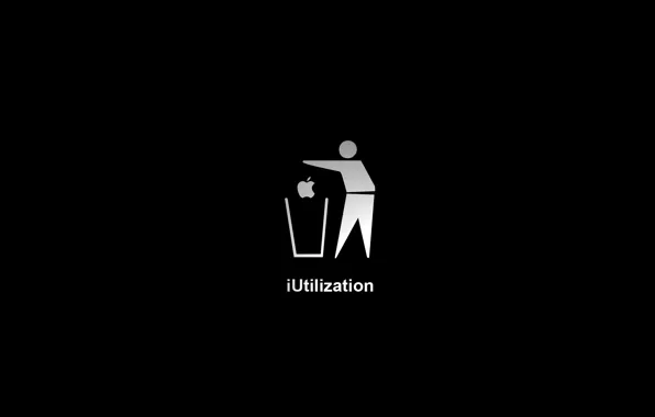 Картинка Apple, Чёрный фон, iUtilization, мусор.