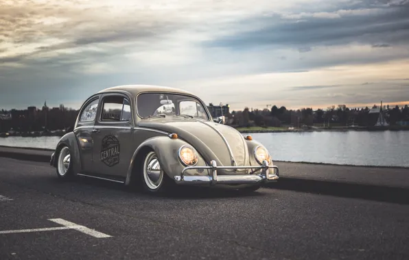 Картинка Volkswagen, Beetle, Road, Lough