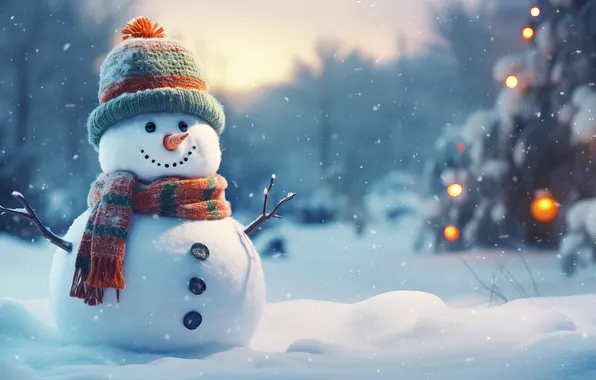Зима, снег, Рождество, Новый год, снеговик, Christmas, winter, snow