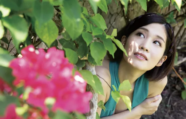 Asian, Model, Flower, pretty, Woman, Outdoor, BeautIful