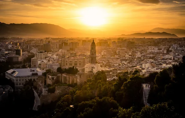 Картинка Sunset, Spain, Malaga