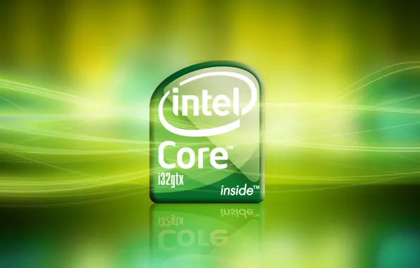 Картинка свет, зеленый, фон, core, intel, процессор, i32gtx, интел