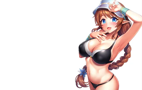 Girl, sexy, cleavage, Misato, long hair, brown hair, boobs, anime