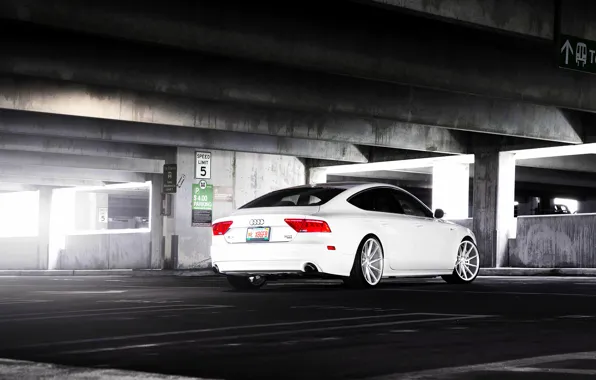 Audi, white, wheels, vossen