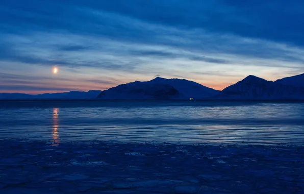 Горы, океан, Норвегия, Norway, Северный Ледовитый океан, Svalbard, Шпицберген, Свальбард