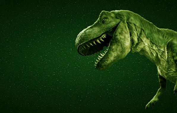 Зеленый, динозавр, хищник, зубы, пасть
