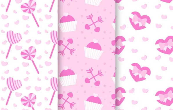 Фон, розовый, Pink, конфеты, десерт, pattern, кексы