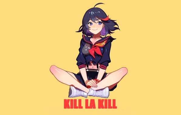 Улыбка, кеды, форма, голубые глаза, коленки, матроска, kill la kill, matoi ryuuko