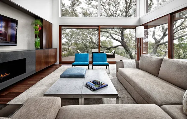 Вилла, интерьер, гостиная, Tree House