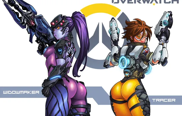 Попа, девушка, sexy, booty, tracer, overwatch, widowmaker