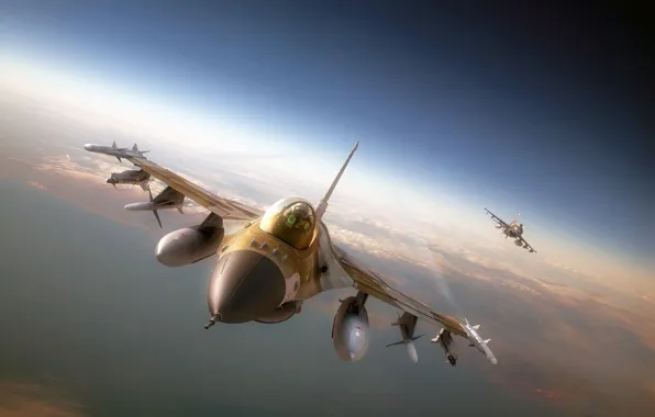Картинка авиация, истребитель, ракеты, самолёт, F-16, ф-16, ВВС Израиля