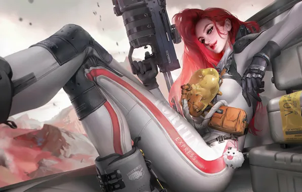 Девушка, оружие, малыш, ребёнок, League Of Legends, Miss Fortune