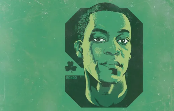 Зеленый, Лицо, Фон, Boston, Celtics, Игрок, Rajon Rondo, Клевер