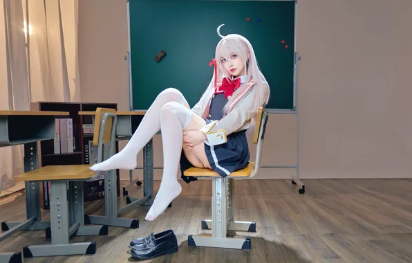 Картинка model, women, cosplay, women indoors, Shika XiaoLu, Alisa Mikhailovna Kujou, Asian, schoolgirl