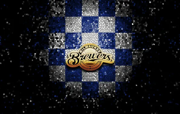 Wallpaper, sport, logo, baseball, glitter, checkered, MLB, Milwaukee Brewers