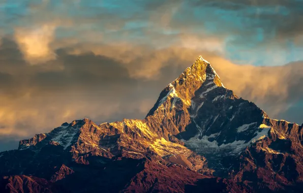 Утро, горный массив, Гималаи, Непал, Аннапурна