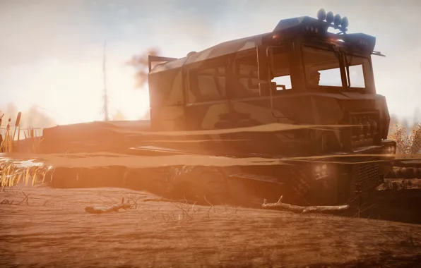 HDR, Truck, Game, Trailer, Sunshine, Sea, Sunlight, Branches
