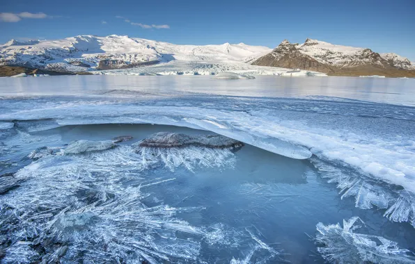 Зима, горы, лёд, Исландия, Iceland