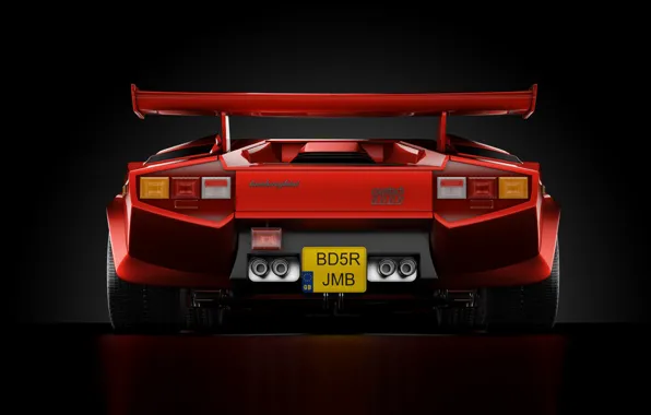 Красный, Авто, Минимализм, Lamborghini, Машина, Art, Суперкар, Countach