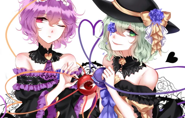 Девушки, Touhou, Koishi Komeiji, Тохо, Тоухоу, Sheya, Satori Komeiji