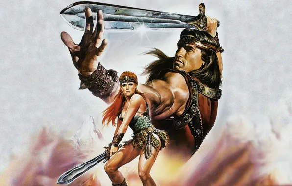 Фэнтези, боевик, Арнольд Шварценеггер, Red Sonja, Рыжая Соня, Бригитта Нильсен