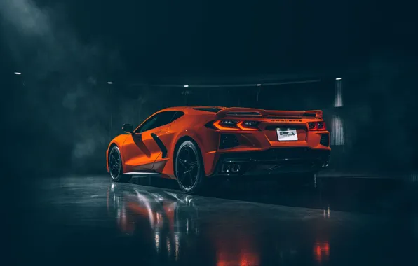 Corvette, Chevrolet, вид сзади, Stingray, 2020, C8