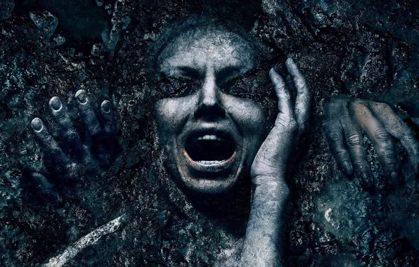 Cinema, girl, horror, panic, woman, movie, face, scream