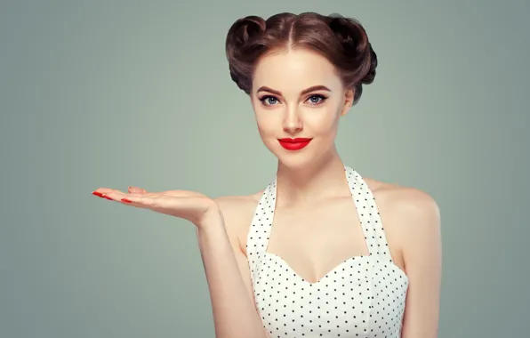 Взгляд, лицо, стиль, рука, макияж, girl, причёска, Beautiful