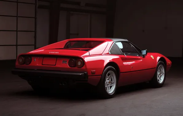 Красный, фон, Феррари, Ferrari, суперкар, передок, 308, 1980