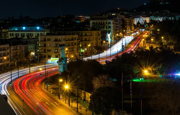 Ночь, движение, выдержка, Греция, night, Greece, movement, exposure