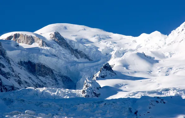 Картинка небо, снег, камни, гора, тень, Альпы, Монблан, (4 810 м.)