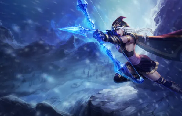 Fantasy, Art, Winter, Snow, League of Legends, Illustration, Ashe, LoL