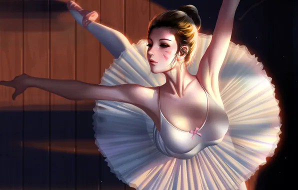 Девушка, Рисунок, Girl, Blizzard, Арт, Art, Фигура, Балерина