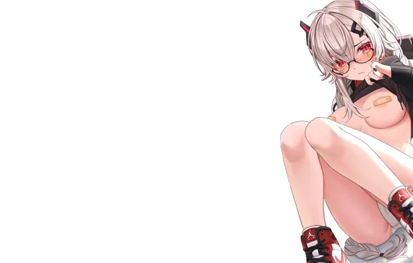 Girl, sexy, Anime, panties, boobs, breasts, shoes, glasses