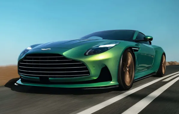 Aston Martin, скорость, трасса, вид спереди, спортивное купе, 2023, sports coupe, Aston Martin DB12