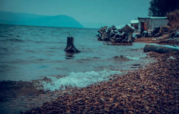 Вода, Берег, Байкал, Камни
