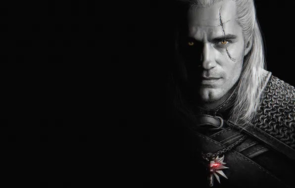 Взгляд, поза, портрет, арт, сериал, шрам, Ведьмак, The Witcher
