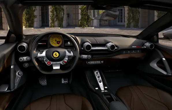 Руль, Ferrari, салон, GTS, 812, 2019