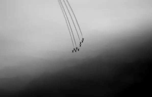Sky, darkness, Red Arrows