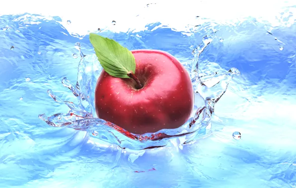 Вода, брызги, Apple, яблоко, water, splashes